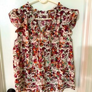 THML Boutique Brand Floral Ruffle Sleeve Women's Top